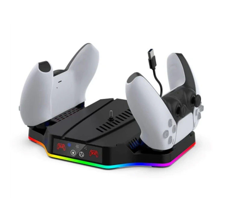 پایه فن ps5 اسلیم + شارژ دسته و نور rgb برند داب مدل 3583