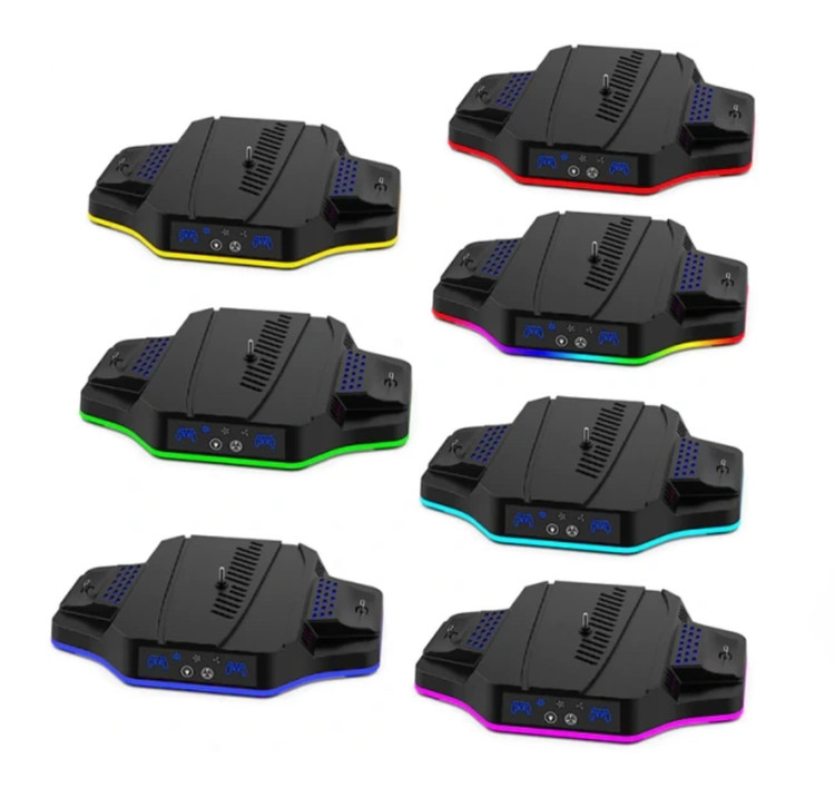 پایه فن ps5 اسلیم + شارژ دسته و نور rgb برند داب مدل 3583